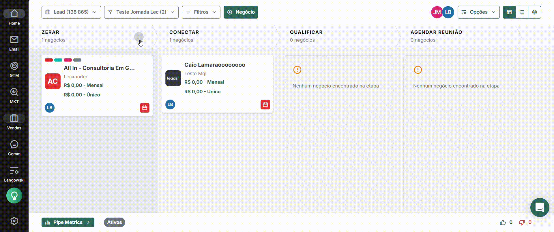 Pipeline de vendas Leads2b