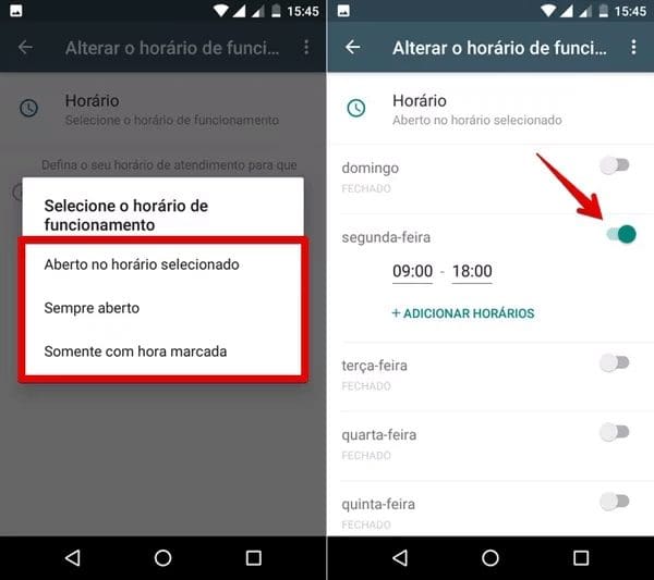 Insira o horário de funcionamento da sua empresa