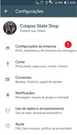 Após tocar no ícone de “⋮” você verá esta tela