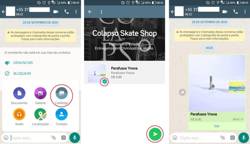 É fácil compartilhar os produtos do seu catálogo no WhatsApp