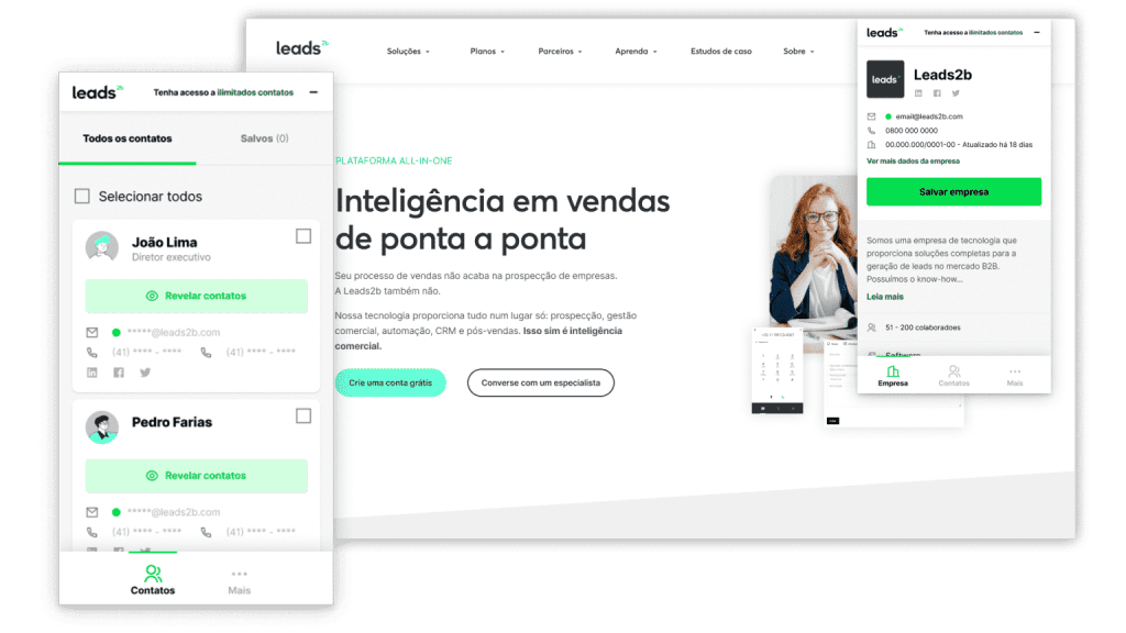 Alavanque sua prospecção com o Busca de Contatos da Leads2b