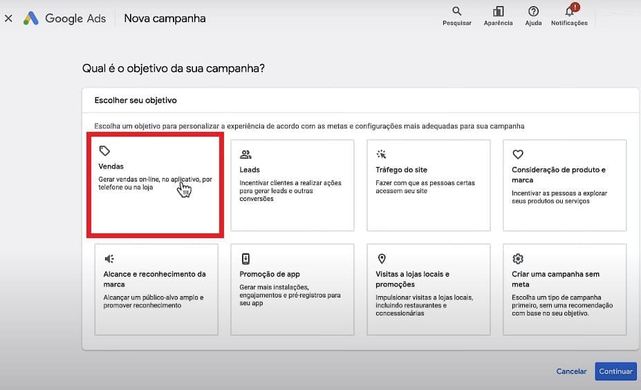 Defina o objetivo da sua campanha de retargeting