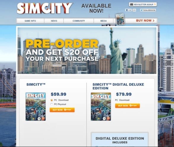 Teste a/b Sim City 5