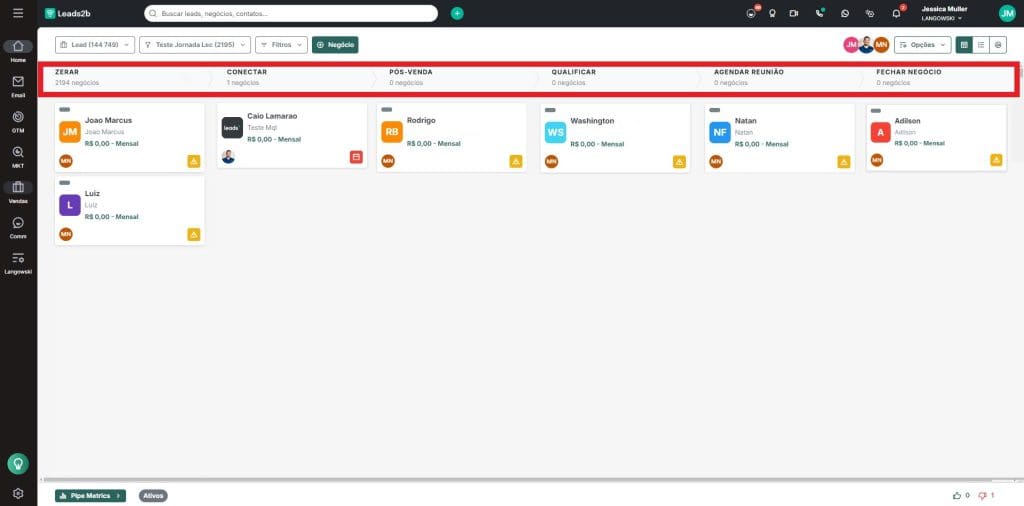 Acompanhe a jornada do cliente desde sua entrada no pipeline até o pós-vendas
